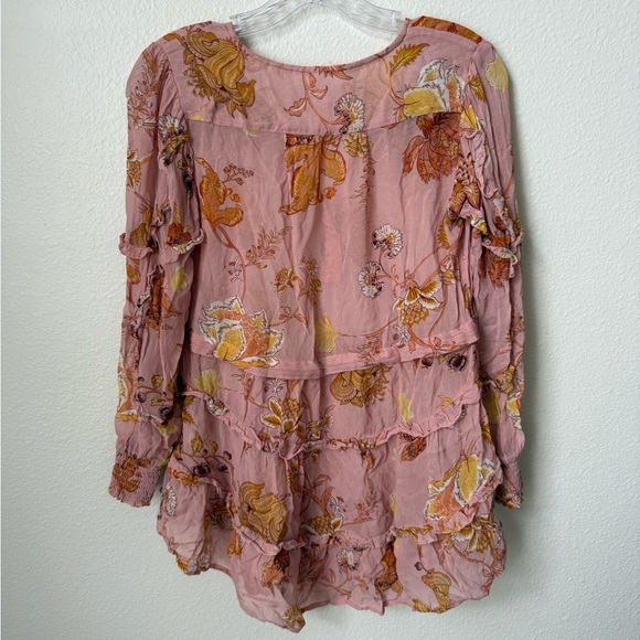 Anthropologie Sheer Ruffled Tunic Blouse Size Small - Picture 2 of 9